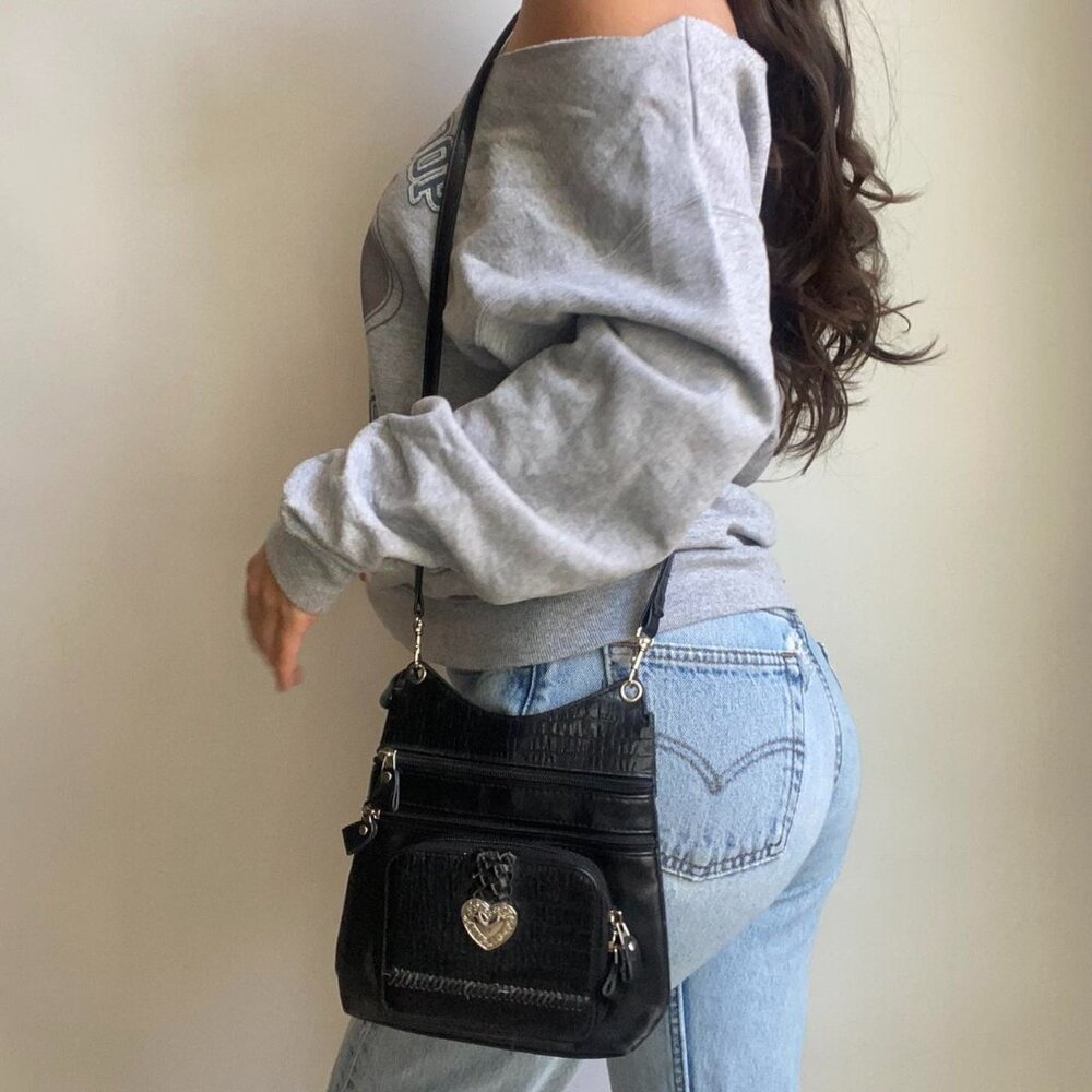 Croc print heart bag